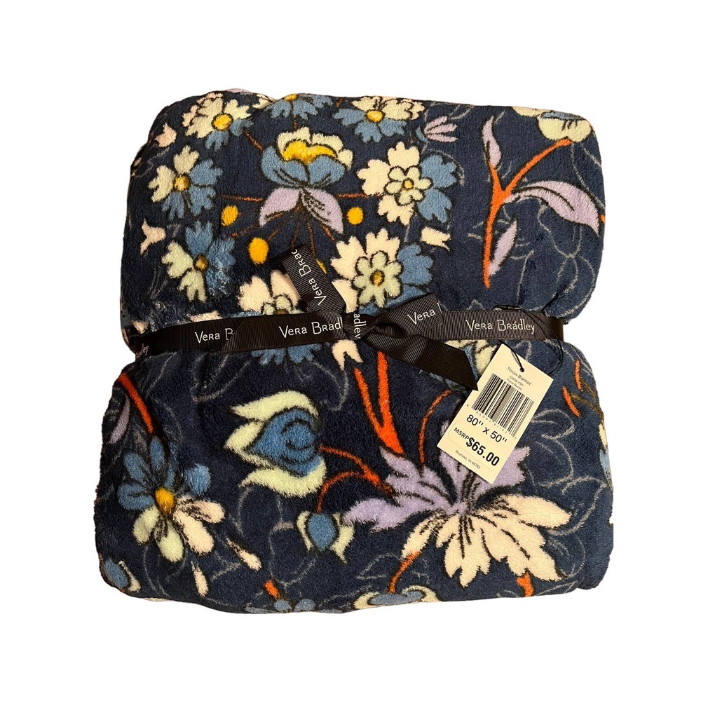 Vera Bradley Floral Blanket - Blue and White